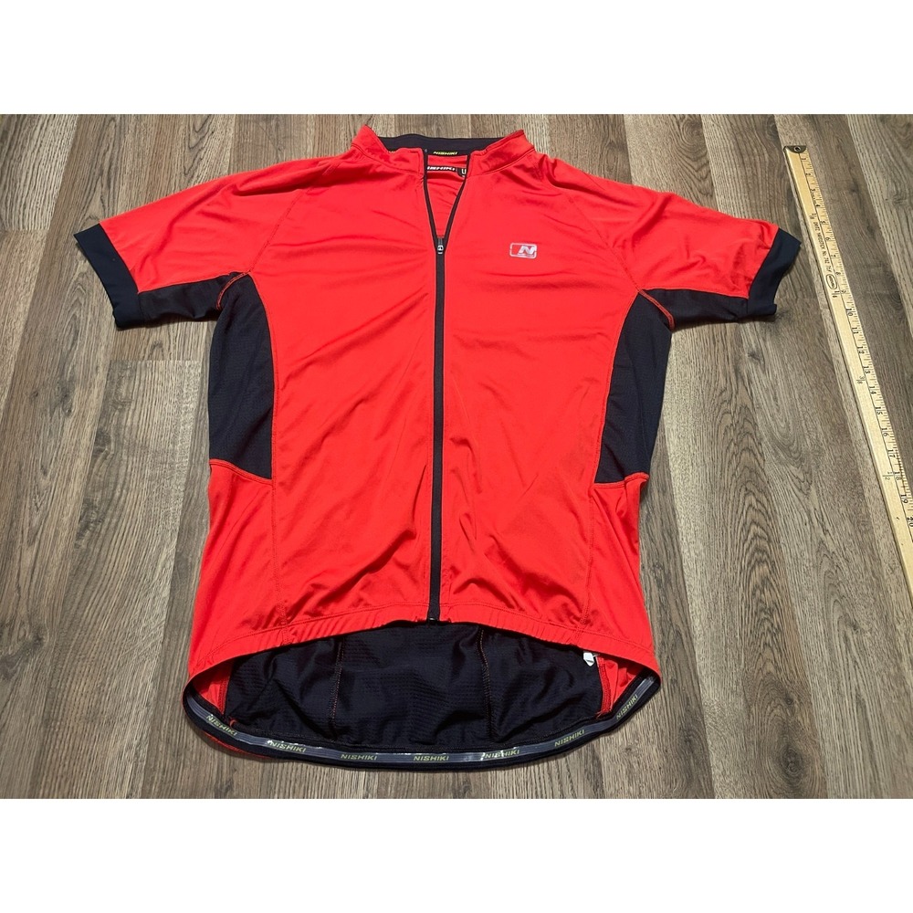 Nishiki Shirt, Men's Size Large, Red Black, Athletic Wear, Zip up Shirt